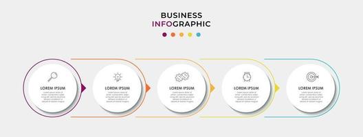 modelo de negócios de design de infográfico com ícones e 5 opções ou etapas vetor