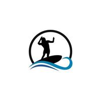 surf logo template esportes aquáticos design vector. vetor