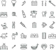 conjunto do dental Cuidado ícones. simples linha arte estilo ícones pacote. vetor ilustração