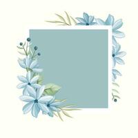 azul pastel flores quadro, Armação vetor