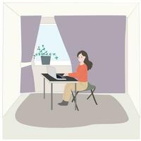 fêmea trabalhador autonomo funciona às casa dentro uma meio Ambiente vetor