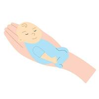 uma recém-nascido bebê dormindo dentro braço vetor