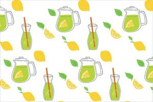 vetor padronizar do limonada com limões e folhas