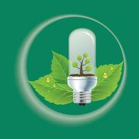 verde eco amigáveis elétrico luminária Projeto com verde terra, vetor ilustração