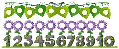 Um conjunto de números com flor vetor