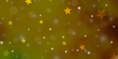 pano de fundo vector verde e amarelo escuro com círculos, estrelas.