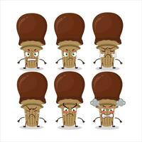 gelo creme chocolate desenho animado personagem com vários Bravo expressões vetor