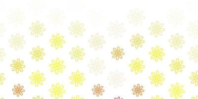 fundo do doodle do vetor laranja claro com flores.