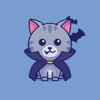 fofa vampiro gato desenho animado vetor ilustração dia das Bruxas feriado conceito ícone isolado