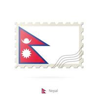 postagem carimbo com a imagem do Nepal bandeira. vetor