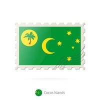 postagem carimbo com a imagem do cocos ilhas bandeira. vetor