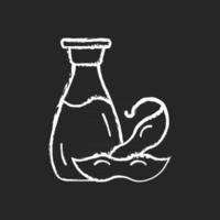 ícone de giz branco de molho de soja em fundo escuro vetor