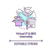 ícone do conceito de estágio virtual e seo vetor