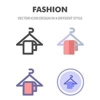 design de ícone de moda cabide em 4 conjuntos de estilos diferentes vetor