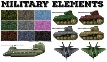Tema militar com telhas e tanques vetor