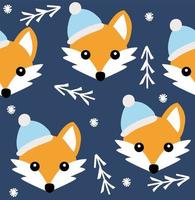 fox bonito sem costura Natal inverno padrão. fundo do vetor