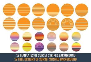 modelos e designs de fundos listrados do pôr do sol vetor