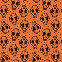 Halloween tinta vetor padrão sem emenda crânio animal cabeça de esqueleto