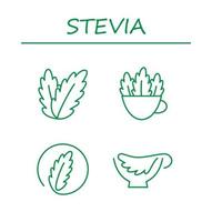 stevia deixa ícones. adoçante natural de estévia. curso editável vetor