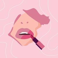 ilustração de cosméticos com batom e lábios cor de rosa vetor