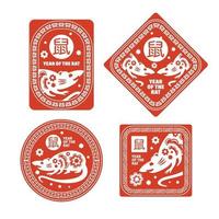 ilustração vetorial conjunto de emblema vermelho do ano novo chinês vetor