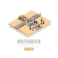 ilustração em vetor composição isométrica refugiados