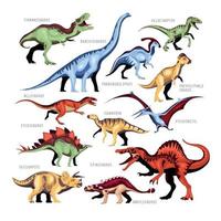 ilustração vetorial conjunto de desenho de cor de dinossauro vetor