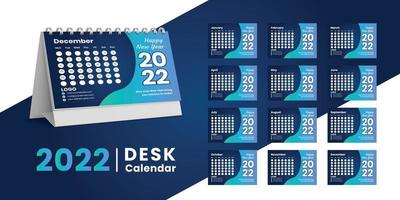 definir modelo de design de calendário de mesa 2022, conjunto de 12 meses, vetor