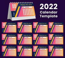 definir modelo de design de calendário de mesa 2022, conjunto de 12 meses, vetor
