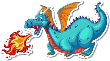 adesivo de dragão fofo personagem de desenho animado vetor