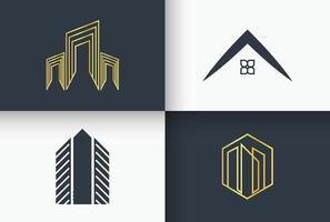 arte de linha de logotipo de imobiliária e construção minimal e simples vetor