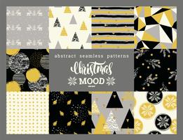 Natal e ano novo conjunto. Abstratos geométricos e ornamentais padrões sem emenda. vetor