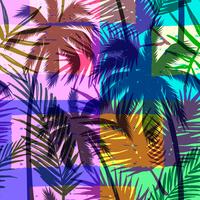 Teste padrão exótico sem emenda com a palma tropical no fundo geométrico na cor brilhante. vetor
