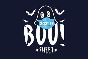 2021 é uma t-shirt feminina de Halloween para fantasmas de folha de vaia vetor
