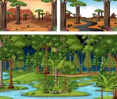 conjunto de diferentes cenas horizontais da floresta vetor