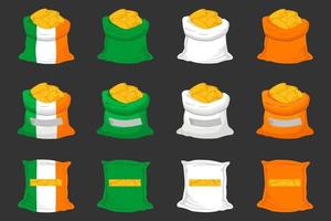 feriado irlandês dia de são patrício, grandes sacos coloridos de moedas vetor