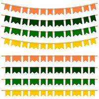 feriado irlandês dia de são patrício, grande conjunto de bandeiras na corda vetor