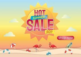 promoção de liquidação de verão em hot seasons hard sale vetor