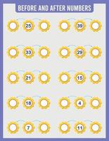 antes e depois. matemática. planilhas para crianças. vetor