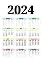 calendário para 2024 isolado em uma branco fundo vetor