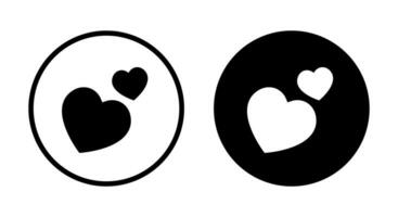 Duplo amor ícone vetor dentro Preto círculo. coração, romântico placa símbolo dentro simples estilo
