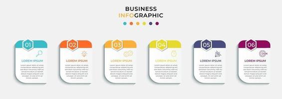 modelo de design de infográfico com ícones e 6 opções ou etapas vetor