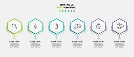 modelo de design de infográfico com ícones e 6 opções ou etapas vetor