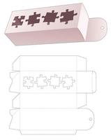 embalagem suspensa com 4 peças de quebra-cabeça estampadas em formato de molde recortado vetor