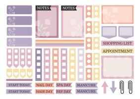 suave colorida semanal planejador adesivos conjunto para agenda, caderno, diário. a5 formatar. vetor