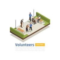 voluntários em ilustração vetorial de fundo do parque vetor