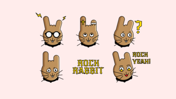 Pacote de etiqueta de coelho de Rock dos desenhos animados vetor