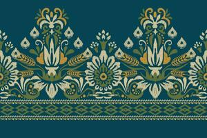 ikat floral paisley bordado em verde plano de fundo.ikat étnico oriental padronizar tradicional.asteca estilo abstrato vetor ilustração.design para textura,tecido,vestuário,embrulho,decoração,canga,cachecol