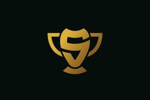 carta s troféu logotipo Projeto vetor dourado cor