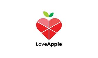 maçã amor forma logotipo minimalista para fruta o negócio vetor